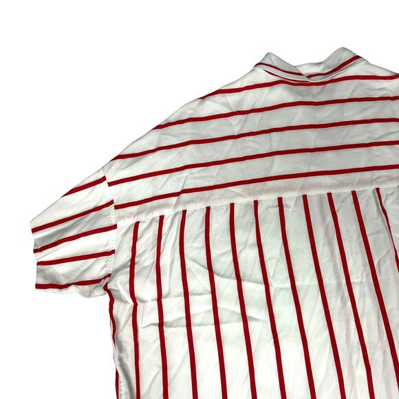 Rag & Bone Relaxed Fit Shirt Button Down Short Sleeve Stripe Women's L Red White - Picture 9 of 11
